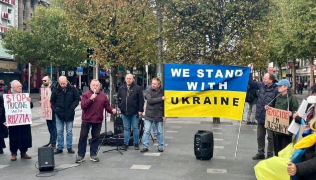 Українці в Дубліні провели акцію на підтримку жителів окупованих Олешок