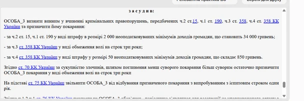 Вирок суду / © Єдиний державний реєстр судових рішень